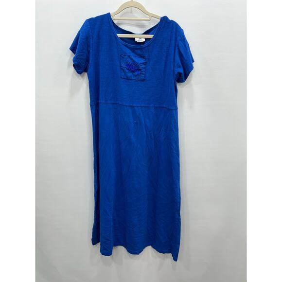 Cotton Connection Womens Royal Blue Short Sleeve Front Patch Maxi Dress Size M - Picture 1 of 9